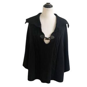 Sanctuary Clothing Black Sweater Pancho Cape Size Medium Minimalist City Wear
